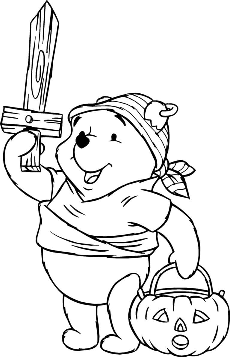 Pirate Pooh on Hallween Coloring Page
