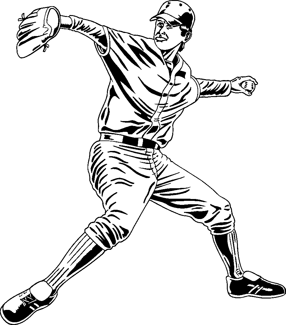 Pitcher Baseball A251 Coloring Page