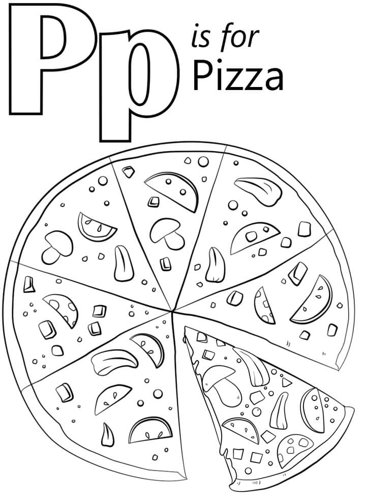 Pizza Letter P Coloring Page