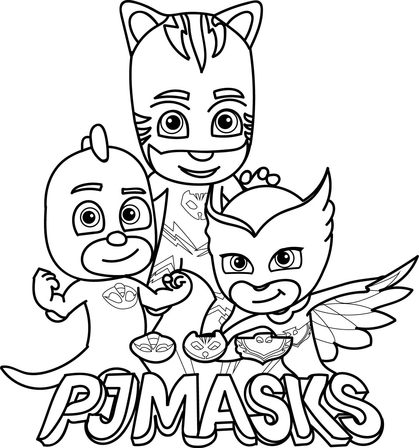 Pj Masks Gekko Owlette Catboy Logo Coloring Page