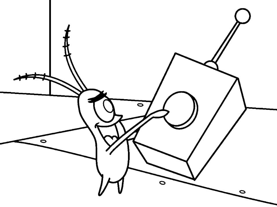 Plankton and Button Coloring Page