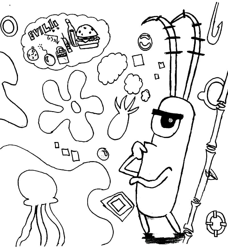 Plankton is Thinking Coloring Page