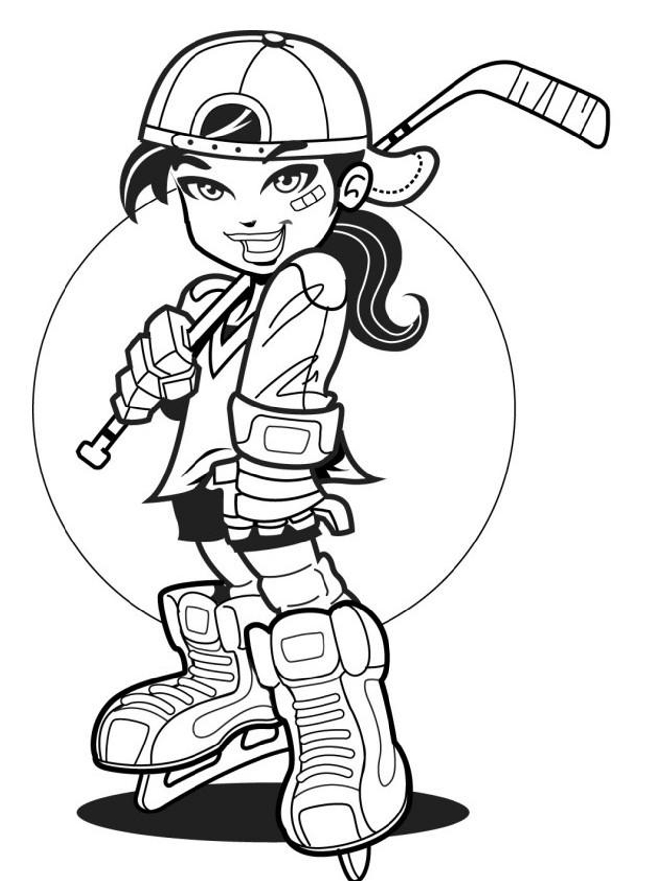 Player Girl Hockey Coloring Page