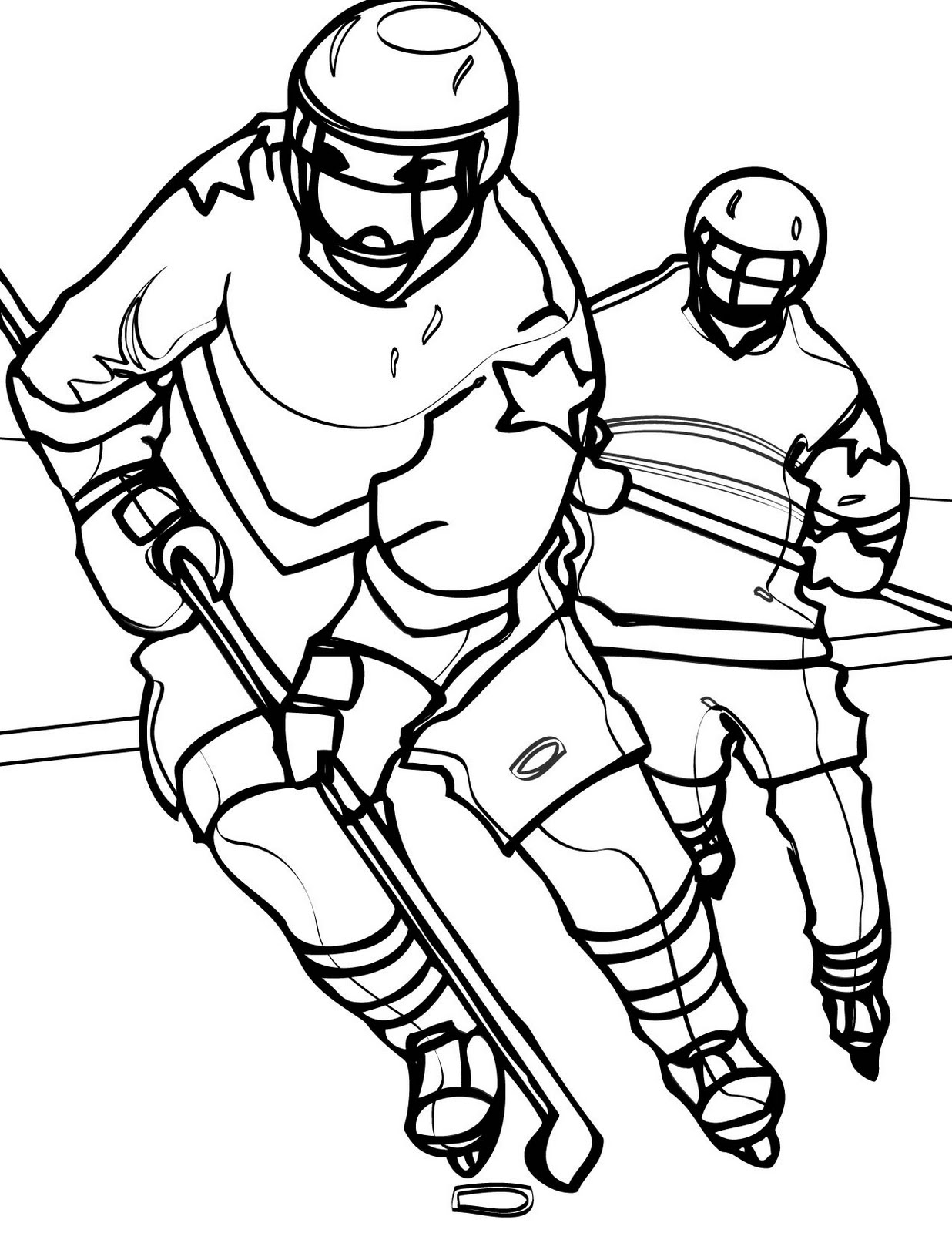 Playing Hockey Coloring Page