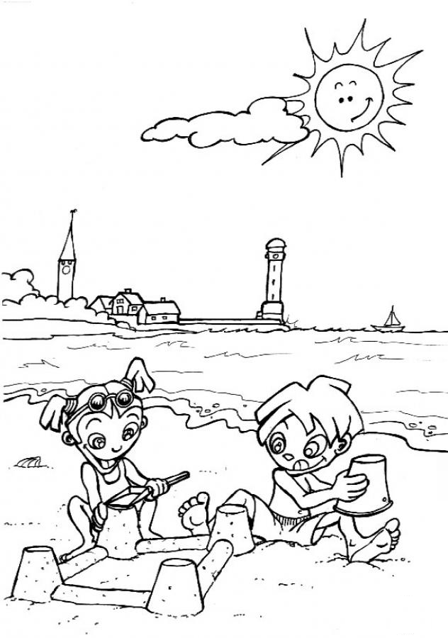 Playing Sand Preschool S Summer Funf953 Coloring Page