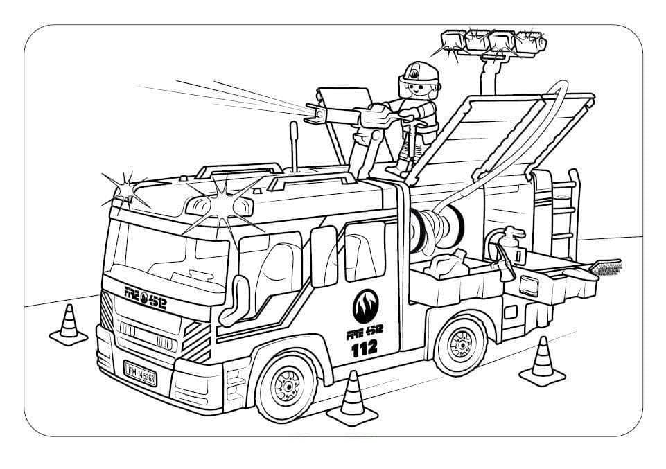 Playmobil Fire Truck Coloring Page