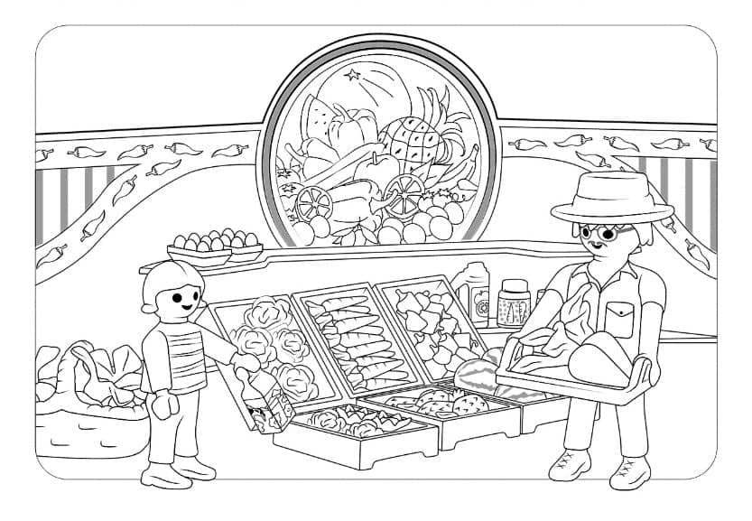 Playmobil Market Coloring Page