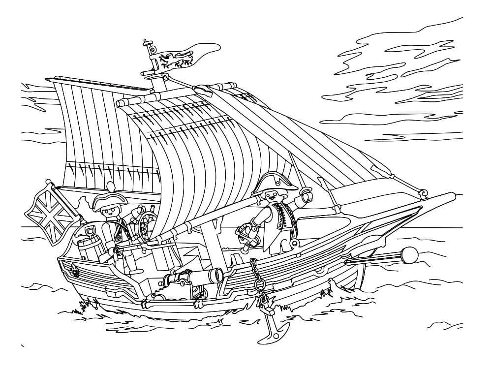 Playmobil Pirate Ship Coloring Page
