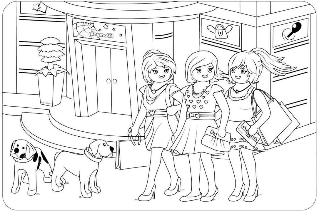 Playmobil Shopping Coloring Page