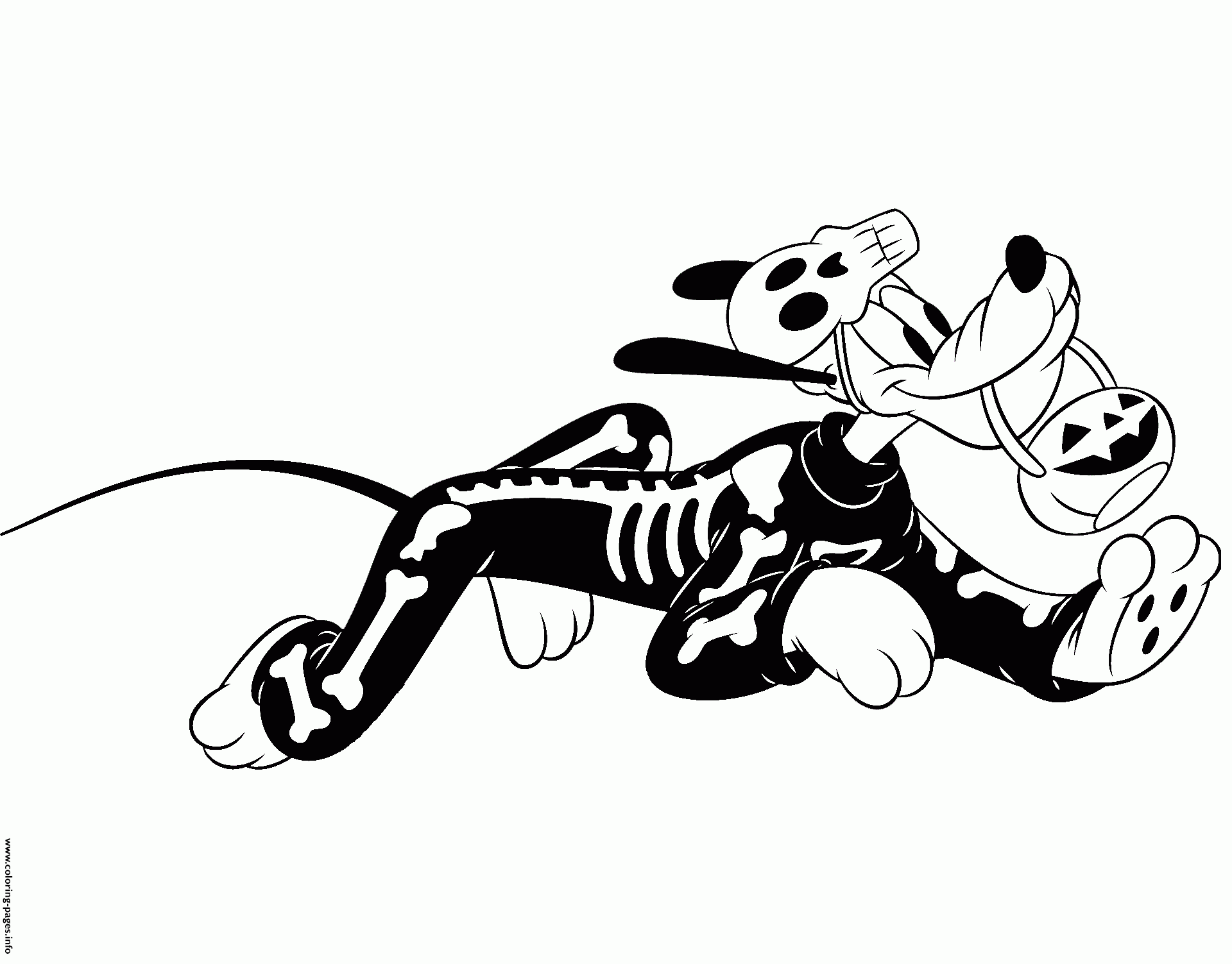 Pluto With Skeleton Costume Coloring Page