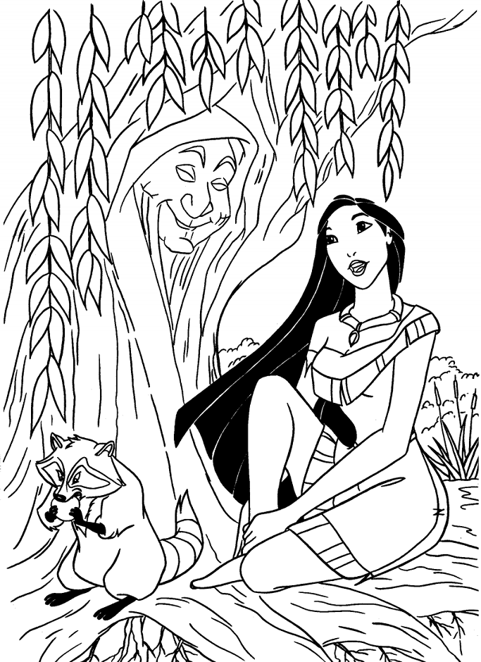Pocahontas And Grandmother Willow Coloring Page