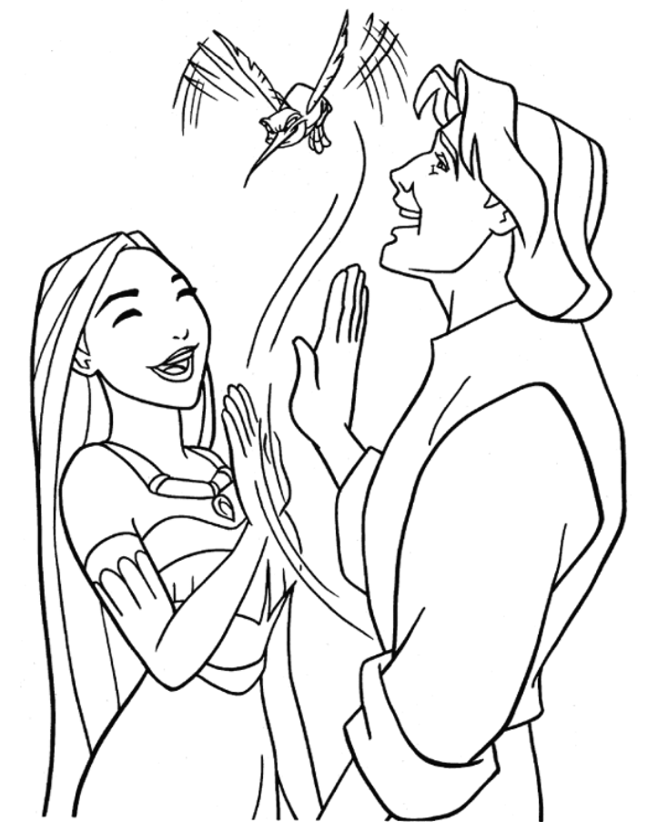 Pocahontas With John Coloring Page