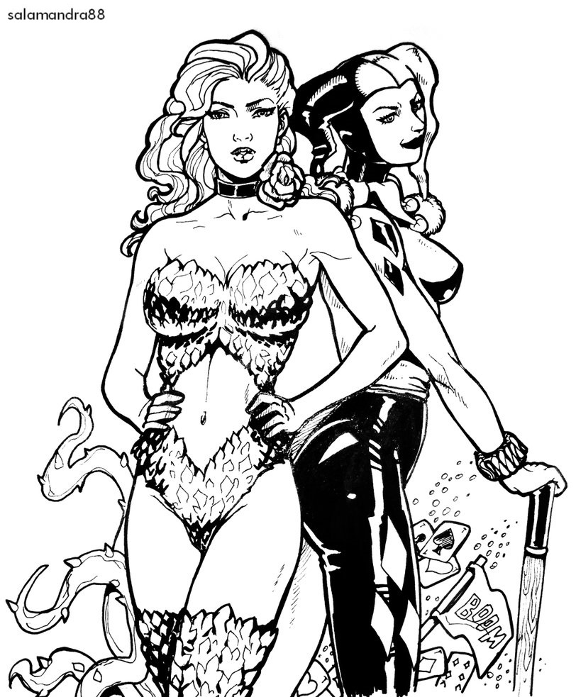 Poison Ivy And Harley Quinn By Salamandra