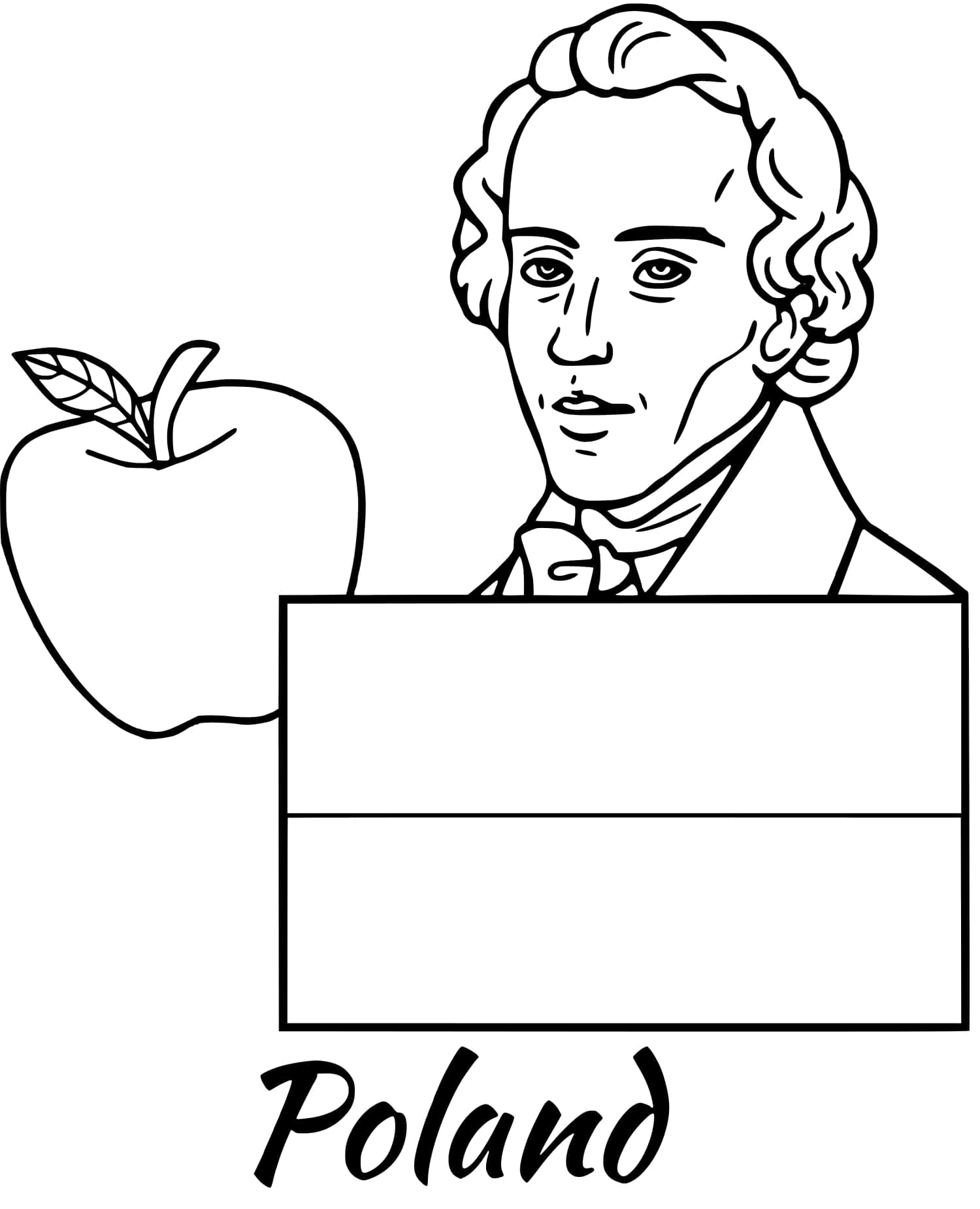 Poland Flag Chopin Coloring Page