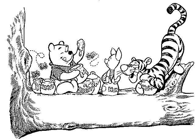 Pooh And Friends Having Honey Page1d1b Coloring Page