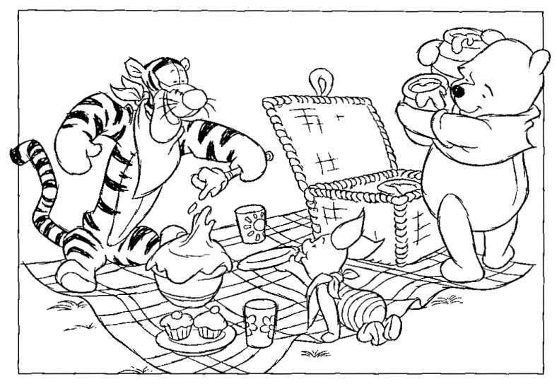 Pooh And Friends Having Picnic Page50f7 Coloring Page
