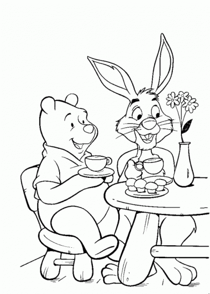 Pooh And Rabbit Having Tea Pageda41 Coloring Page
