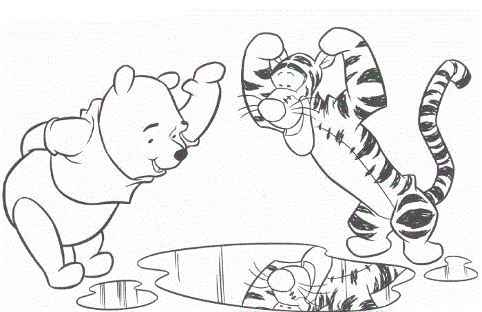 Pooh And Tiger On A Water Pageb6d0 Coloring Page