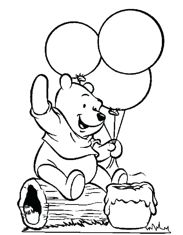 Pooh Bear Balloon Coloring Page