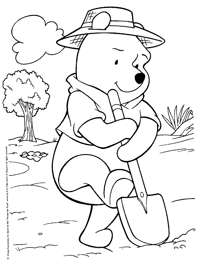 Pooh Gardening Pageabcf Coloring Page