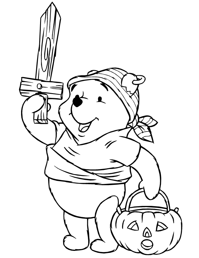 Pooh Halloween For Young Children Coloring Page