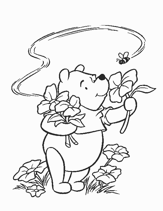 Pooh Holding Flowers Page411b Coloring Page