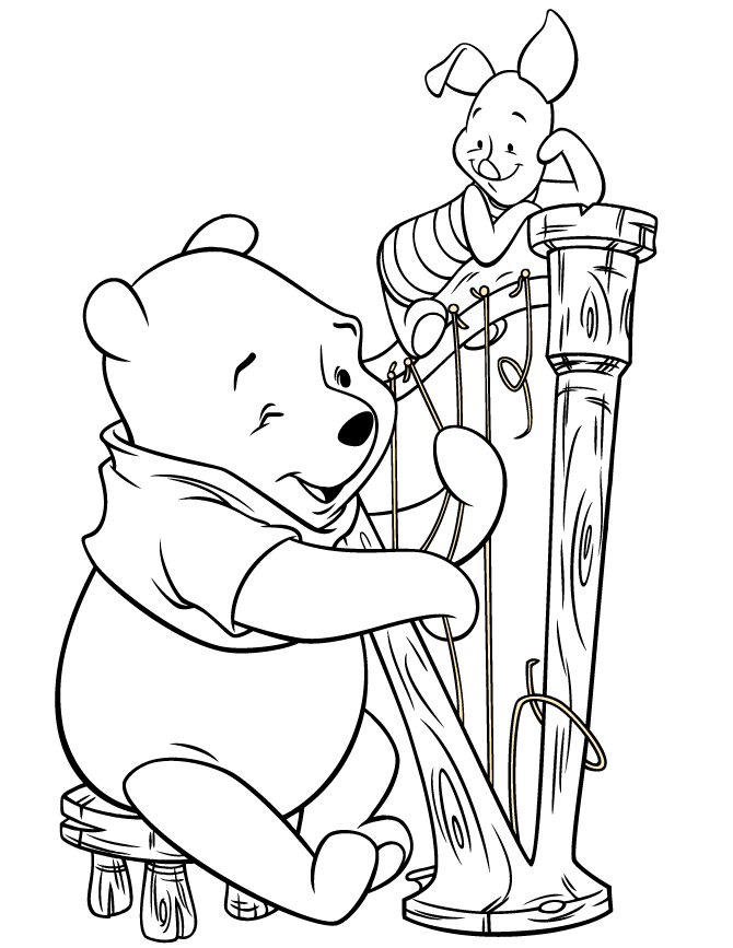 Pooh Playing The Harp