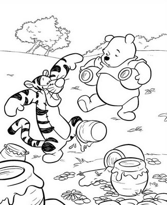 Pooh Playing With Tiger In The Garden Page18bc Coloring Page