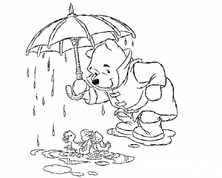 Pooh Protecting Ducks Pagebbce Coloring Page