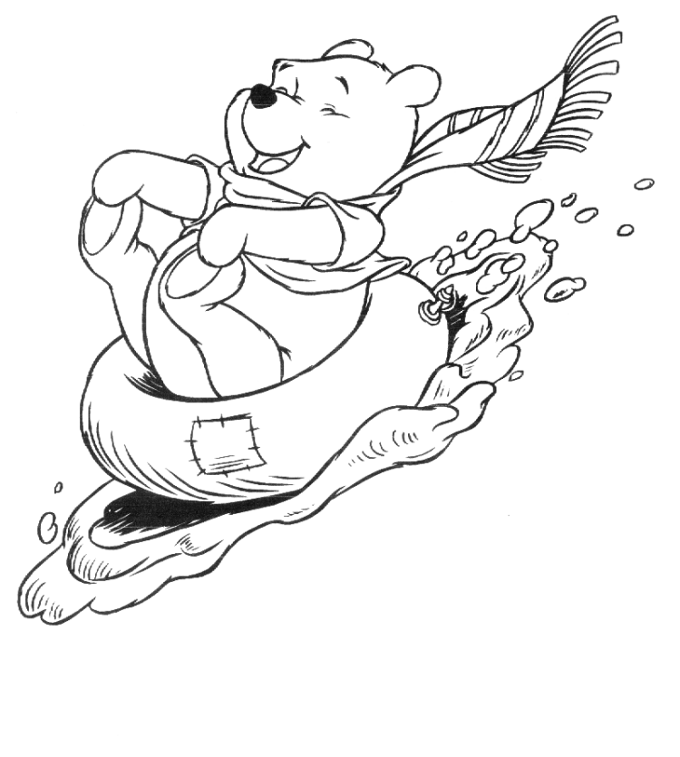 Pooh Skiing On Snow Page9f3a Coloring Page