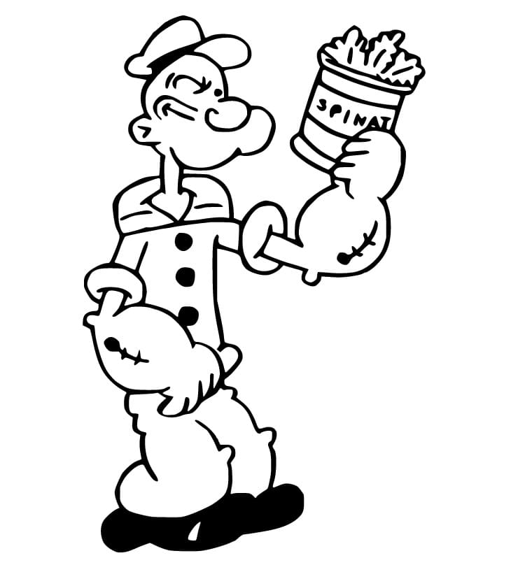 Popeye and Spinach Coloring Page