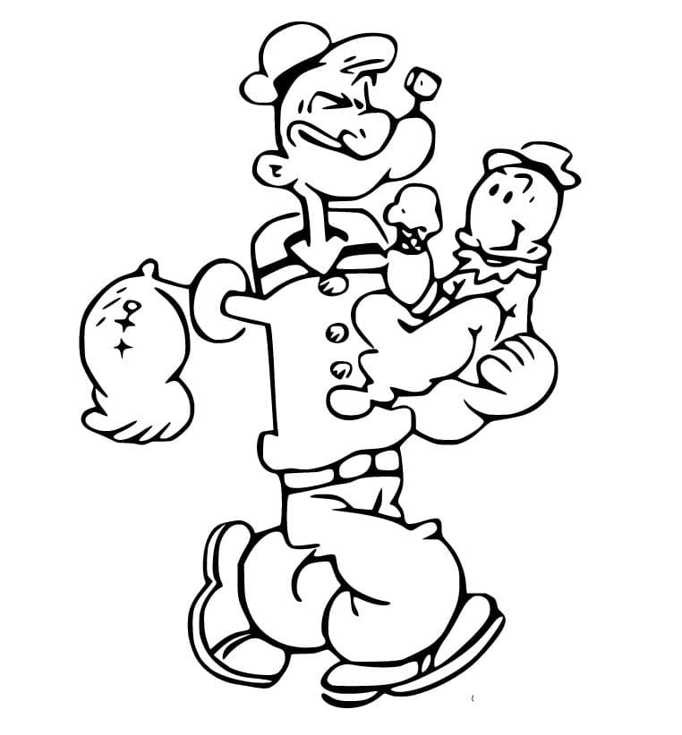 Popeye and Sweepea Coloring Page