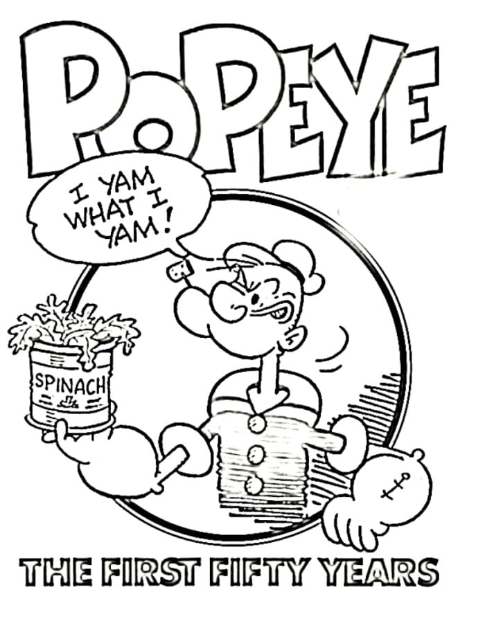 Popeye Holding Spinach Coloring Page