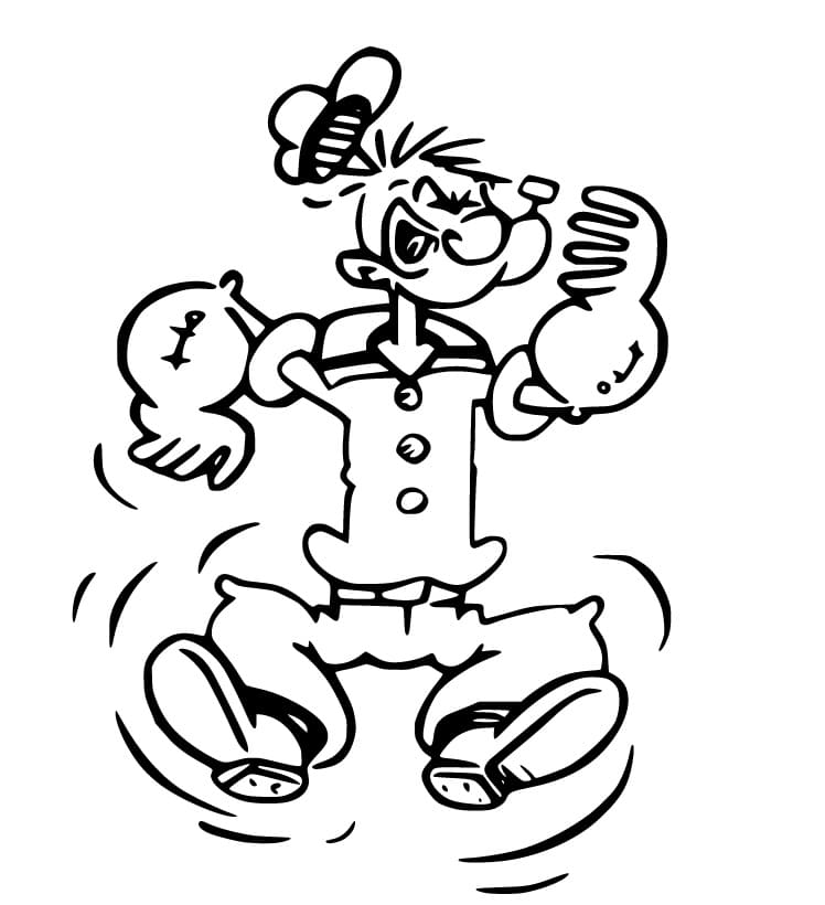 Popeye Jumping Coloring Page