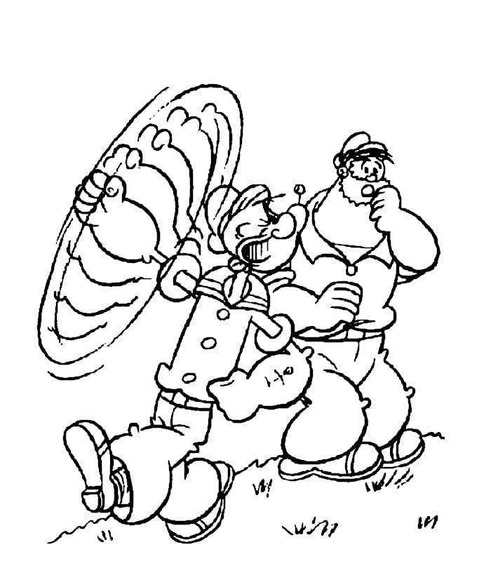 Popeye with Bluto Coloring Page