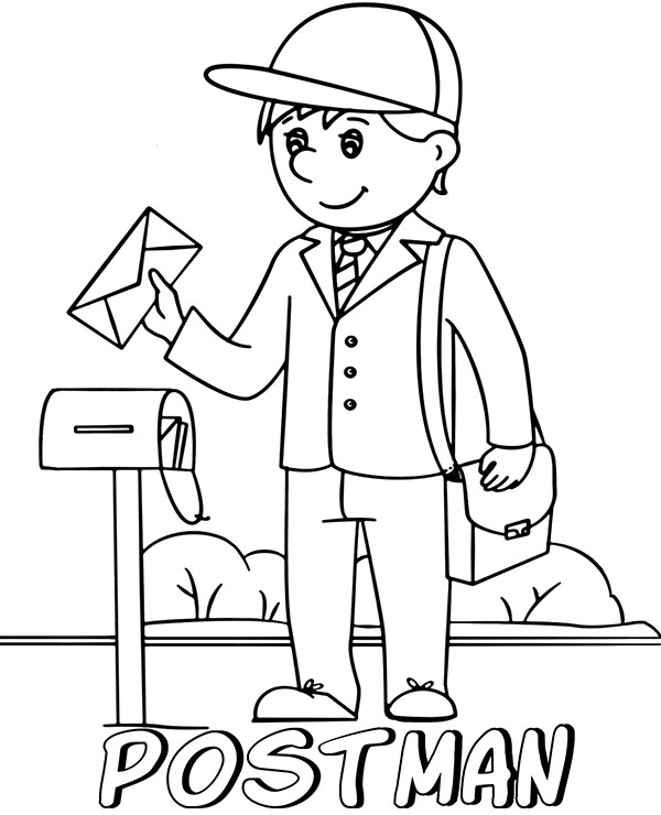 Postman For Children Coloring Page