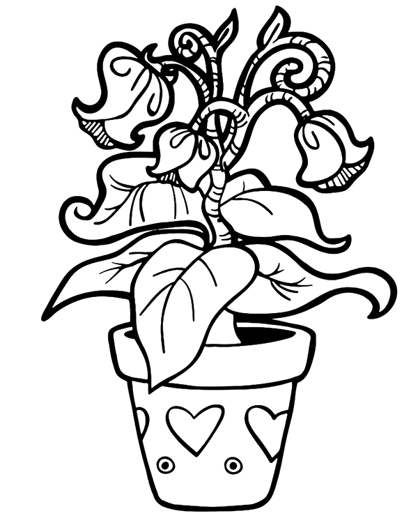 Pot With Exotic Flower Coloring Page