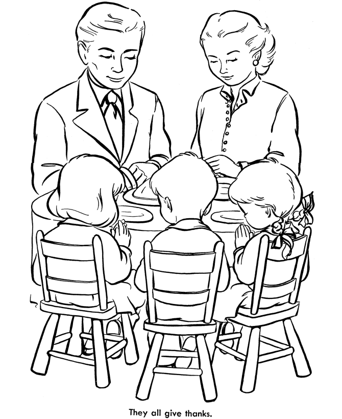 Praying Before Meal Educational Thanksgiving S0e97 Coloring Page