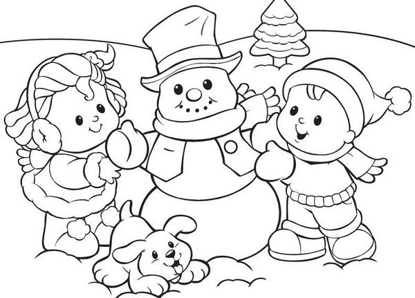 Preschool S Winter Snowman And Kids 5d0f Coloring Page