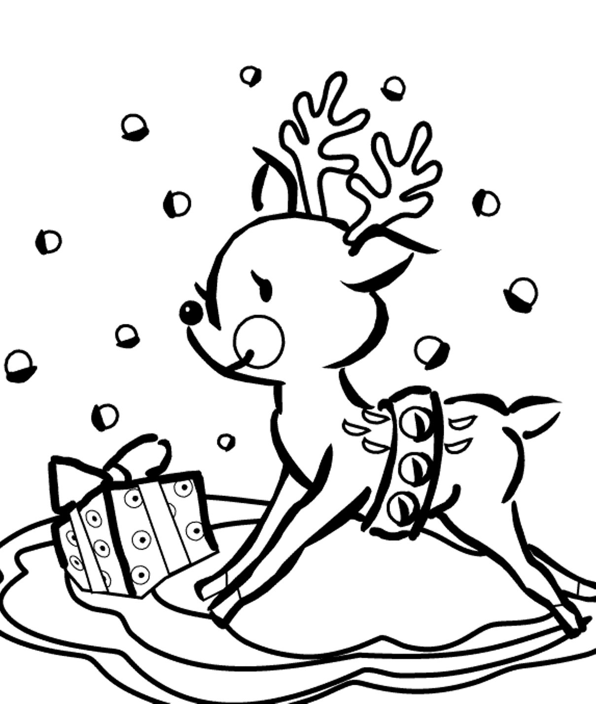 Presents And Reindeer Coloring Page