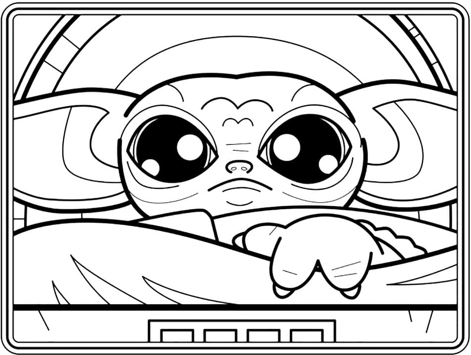 pretty baby yoda coloring page