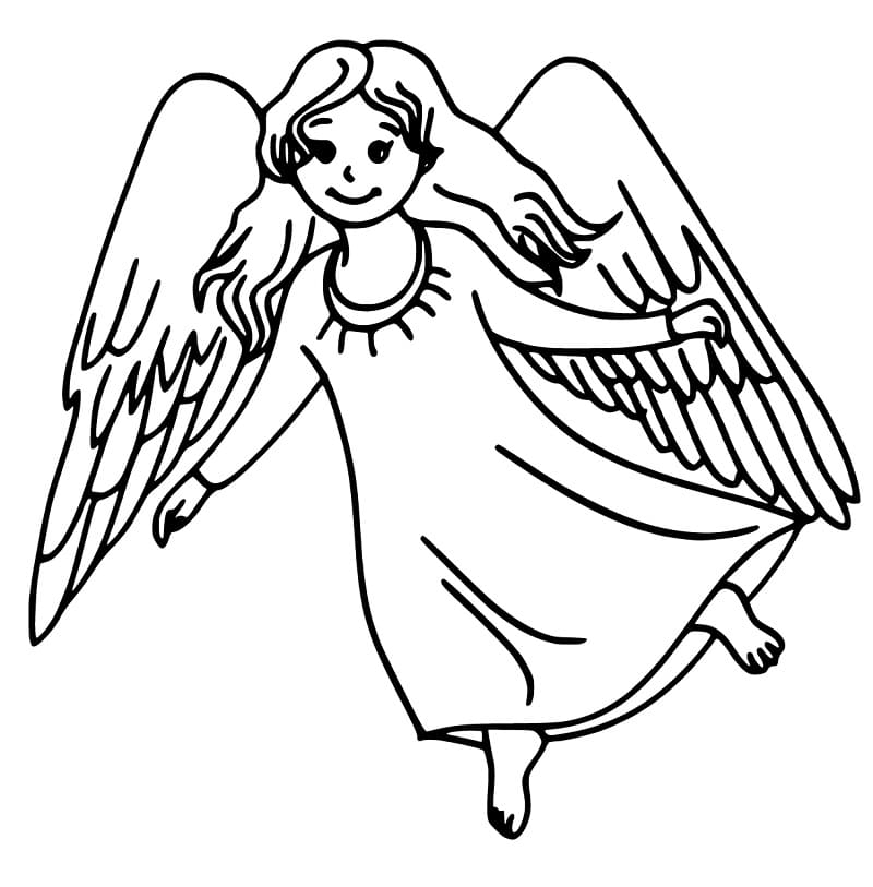 Pretty Christmas Angel Coloring Page