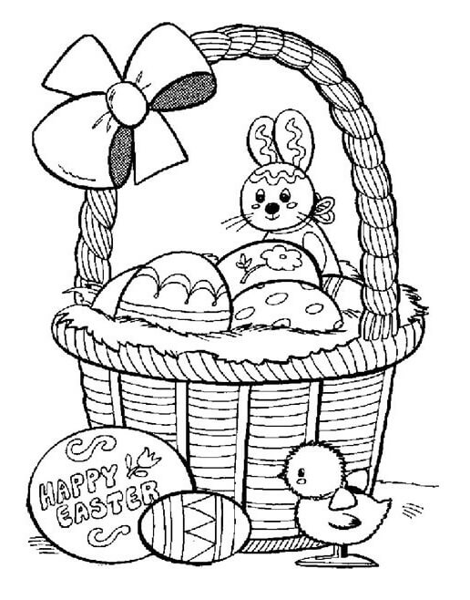 Pretty Easter Basket Coloring Page