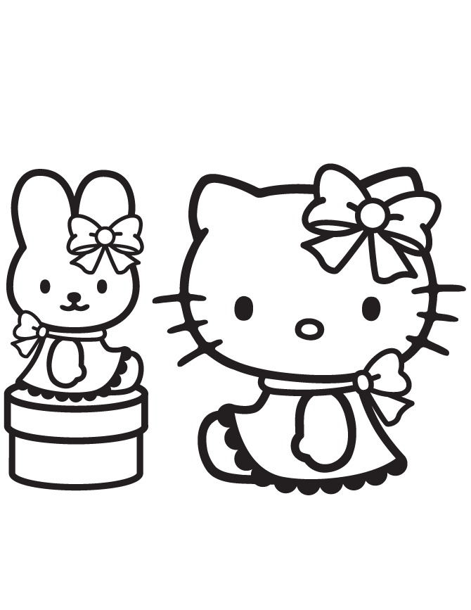 Pretty Hello Kitty Sitting Coloring Page
