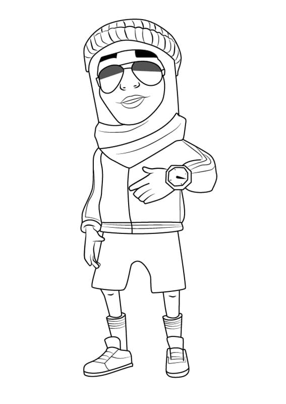 Prince K from Subway Surfers Coloring Page