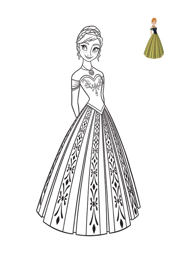 Princess Anna Dress Top Model Frozen 2 Coloring Page