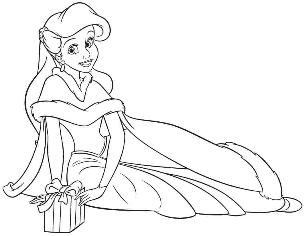 Princess Ariel Human Christmas Coloring Page
