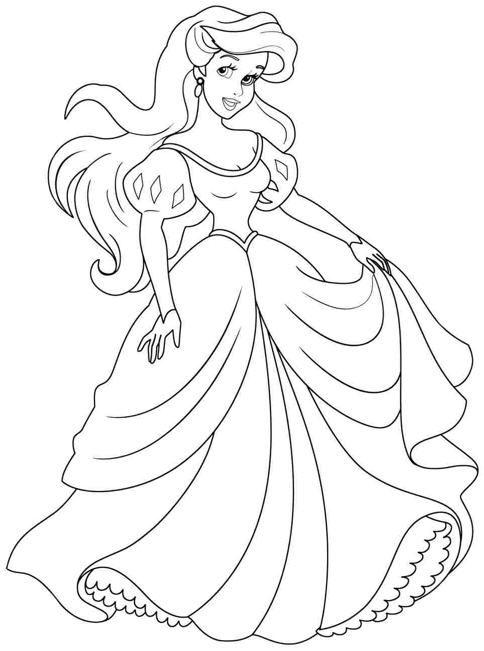 Princess Ariel Human Coloring Page