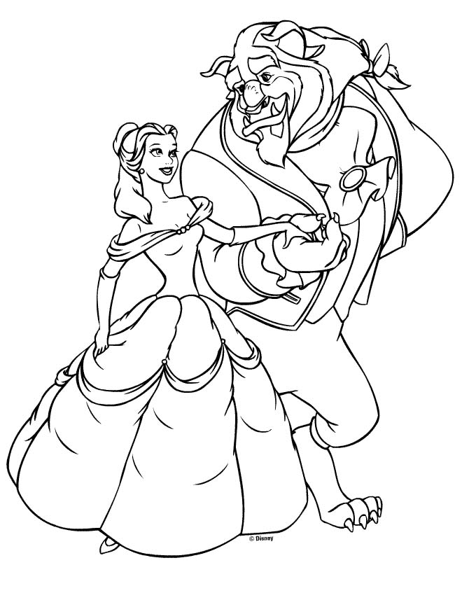 Princess Beauty Beast Belle Coloring Page