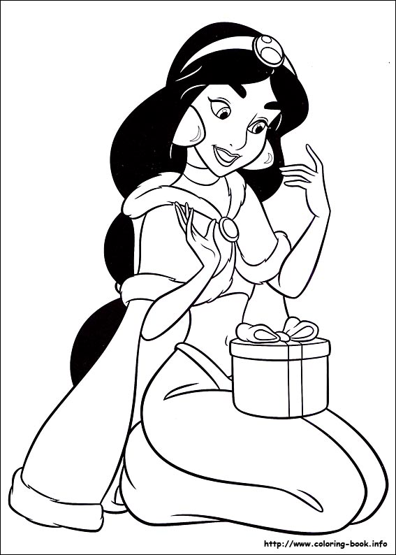 Princess Jasmine Christmas Coloring Page